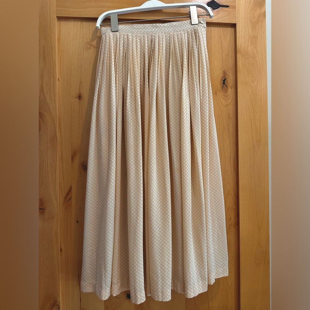 Elegant Cream  and Tan Polka Dot, Vintage Skirt